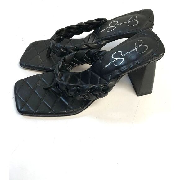 Jessica Simpson Black Slide In Block Heel Slide Sandals Size 10M - Picture 3 of 6